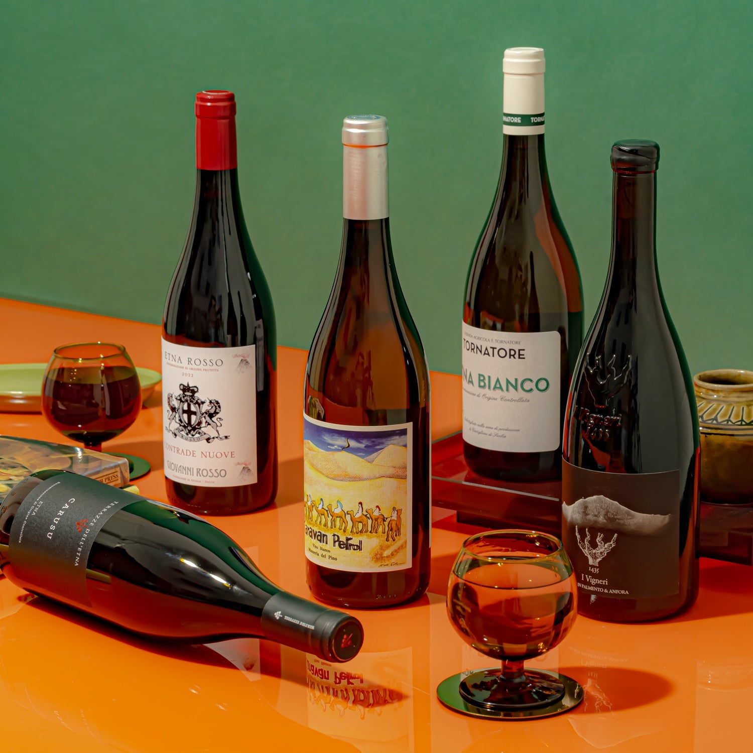 A lineup of five wines from the volcanic Mt Etna.